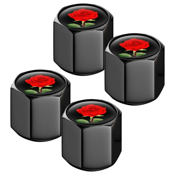 Masteelf 4pcs Car Tires Valve Stem Cap Cute Red Rose Tire Valve Caps For Cars Trucks Bikes And Motorcycles Airtight And Dust Proof Car Exterior Accessories