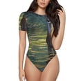thumbnail image 1 of Balery Peaceful Deer Lily Pond Body de cuello redondo de manga corta para mujer Tops de manga corta Tops básicos-Medium, 1 of 7