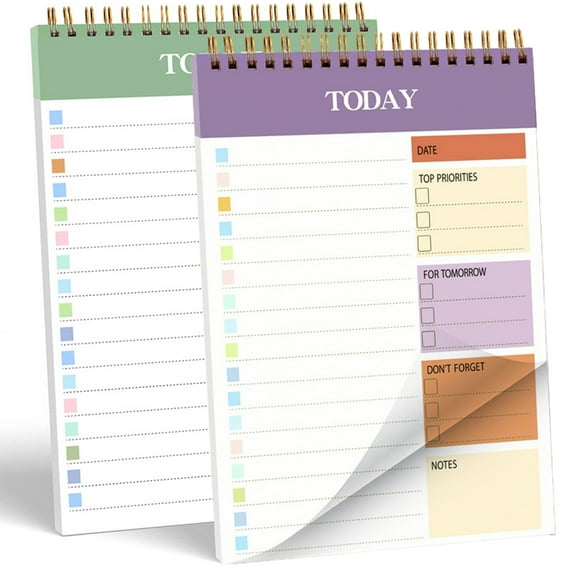 MerryNine 2 Pack A5 Daily Planner Notepad, 104 Pages, 8.66" x 5.51" To Do List Notepad