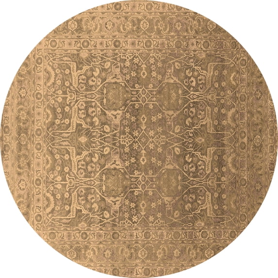 Ahgly Company Indoor Round Oriental Brown Industrial Area Rugs, 8' Round