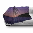 thumbnail image 3 of Nature Soft Flannel Fleece Blanket, Oak Tree at Sunset Frozen Wintertime Snowy Field Evergreen Forest Evening Scenery, Cozy Plush for Indoor and Outdoor Use, 70" x 90", Purple Peach, by Ambesonne, 3 of 6