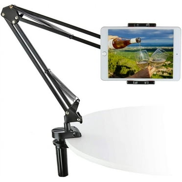 Woleyi Foldable Tablet Holder with Foldable Aluminum Alloy Swing Arm and Silicone Protection Design, Suitable for All 4-12.9 inch Phones and Tablet
