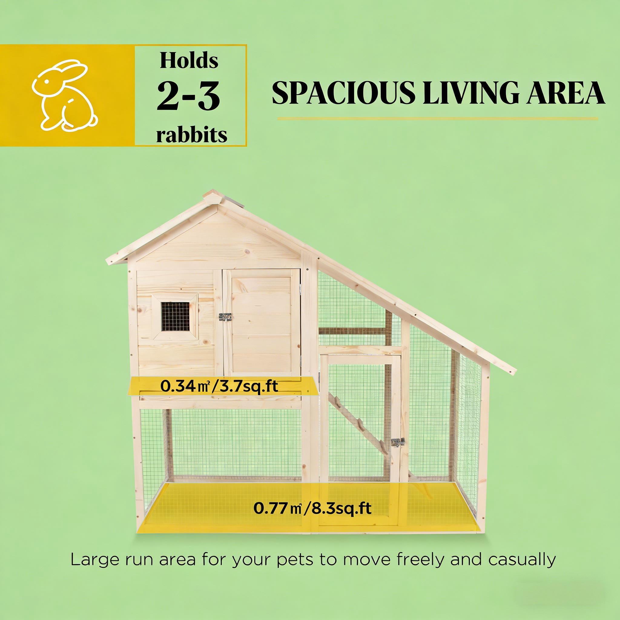 Bunny Cage, Weatherproof Rabbit Hutch Spacious Pet House