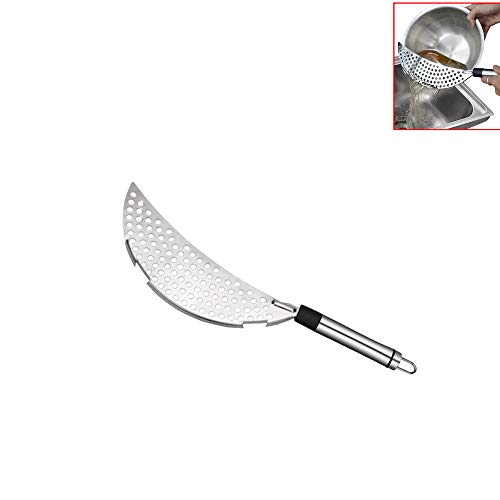 Stainless Steel Crescent Pot Strainer with Handle Pasta Strainer Pan Pot Strainer