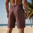 thumbnail image 5 of Thousandth Casual Striped Shorts for Men Summer Beach Shorts with Drawstring Elastic Waist Breathable Shorts Relaxed Loose Fit Flax Lounge Shorts, 5 of 8
