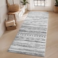 thumbnail image 2 of VUNATE 2.6'x8' Runner Rugs for Hallway Machine Washable Runner Boho Moroccan Area Rug Runner Soft Neutral Geometric Bohemian Carpet Distressed Rugs for Bedroom Bedside Laundry Kitchen Rug Black, 2 of 5
