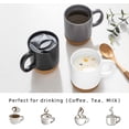thumbnail image 5 of GrayTaza de café de cerámica de 12 onzas - Taza de viaje de café Taza de té con corcho aislado y tapa a prueba de salpicaduras Tazas de café grandes con asa para hombres, mujeres (, 5 of 5