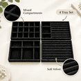 thumbnail image 5 of 4-Pack Jewelry Tray Drawer Organizer, Stackable Velvet Jewelry Storage Trays for Rings, Earrings, Necklaces and Bracelets, Black, 8.27 x 4.92 in, 5 of 7