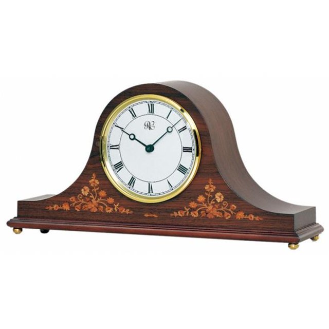 River City Clocks 5101W Walnut Mantel Clock with Engraved Flower Design