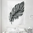 thumbnail image 1 of Black and White Tapestry, Boho Leaves Hippie Lifestyle Yoga with Swirls and Curved Ethnic Art Motif, Wall Hanging for Bedroom Living Room Dorm Decor, 60W X 80L Inches, Black White, by Ambesonne, 1 of 2
