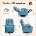 thumbnail image 2 of GEEYOO Swivel Rocker Recliner Chair for Adults,360°Swivel Nursery Recliner with Side Pockets,Small Recliner Chair for Small Spaces for Living Room,Linen,Blue, 2 of 7