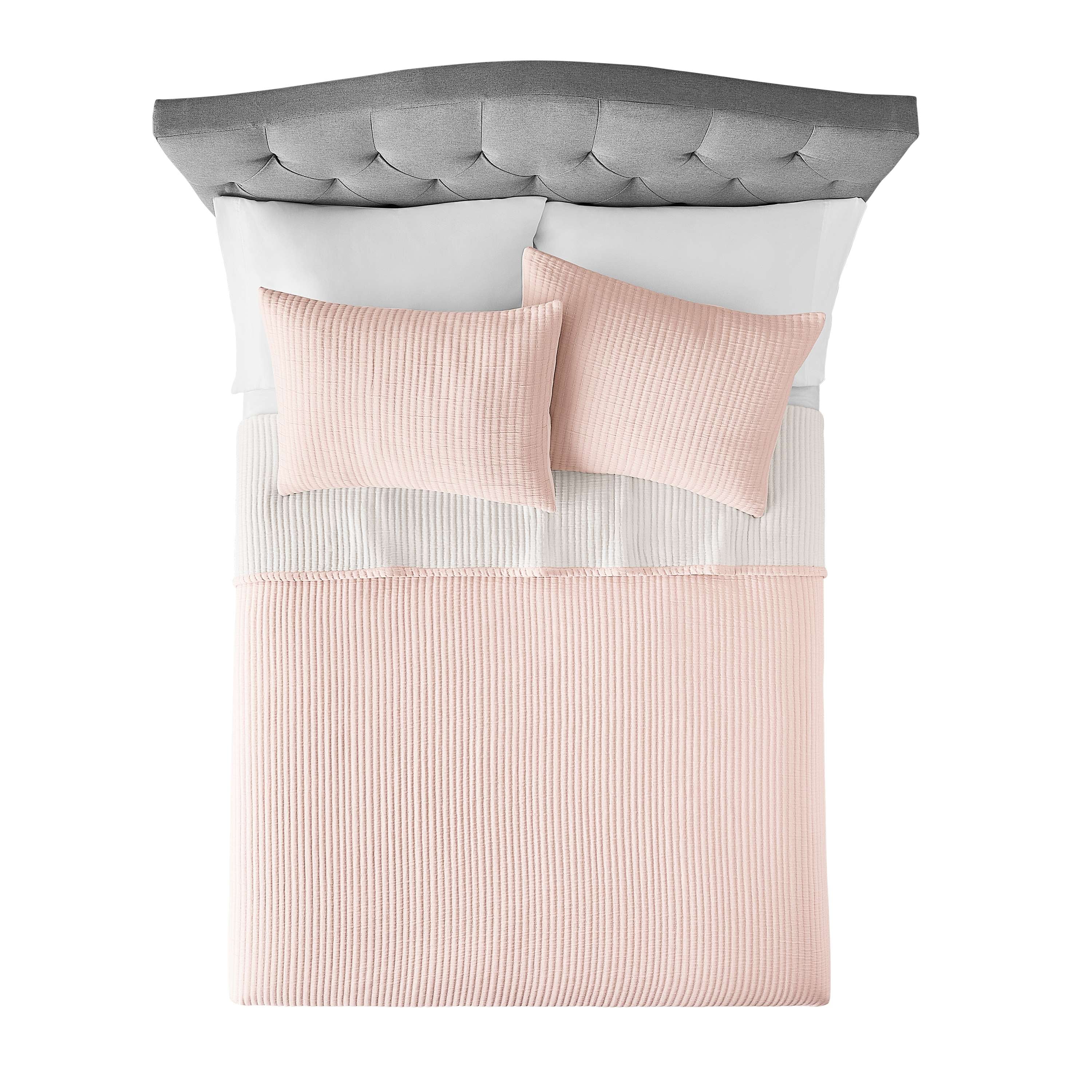 Mainstays Full/Queen Quilt - Blush Pink Matelasse, Cotton-Rich, Reversible Bedding
