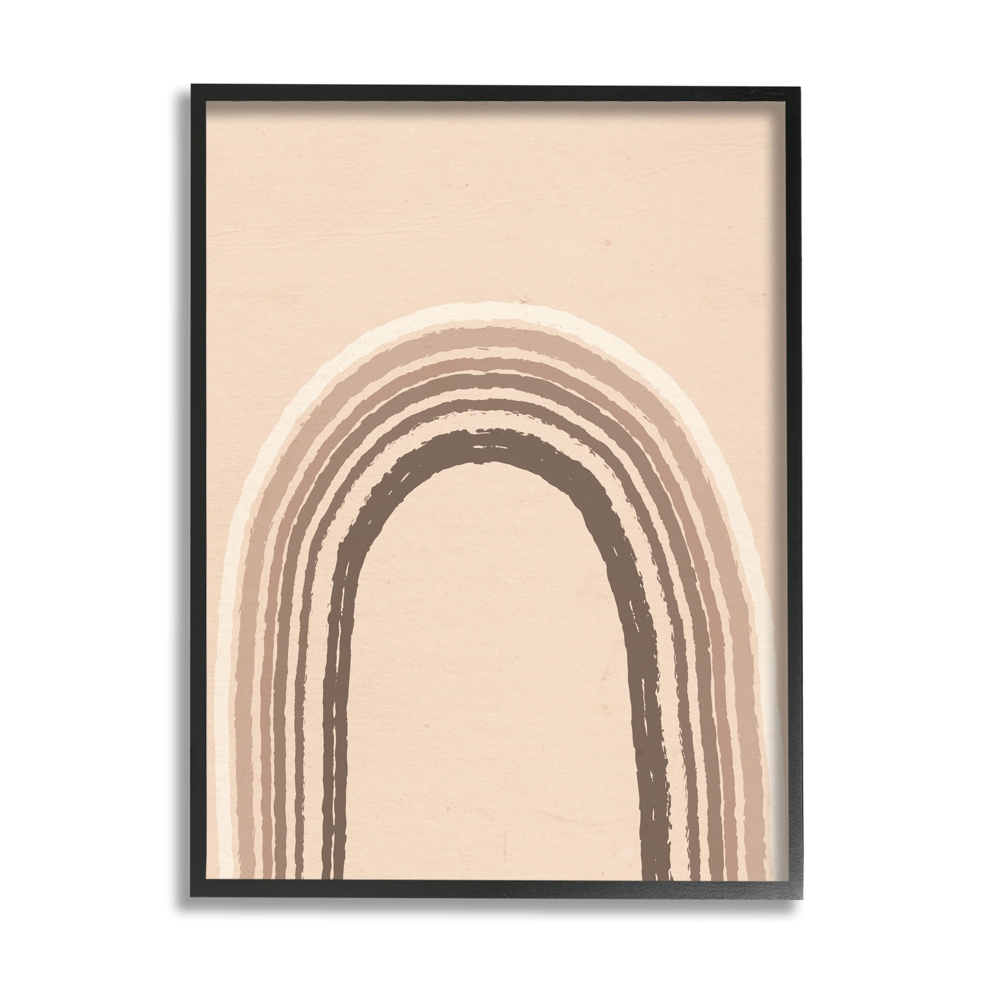 Stupell Industries Boho Rainbow Arched Stripes Neutral Brown Tones Graphic Art Black Framed Art Print Wall Art, Design by Caroline Alfreds