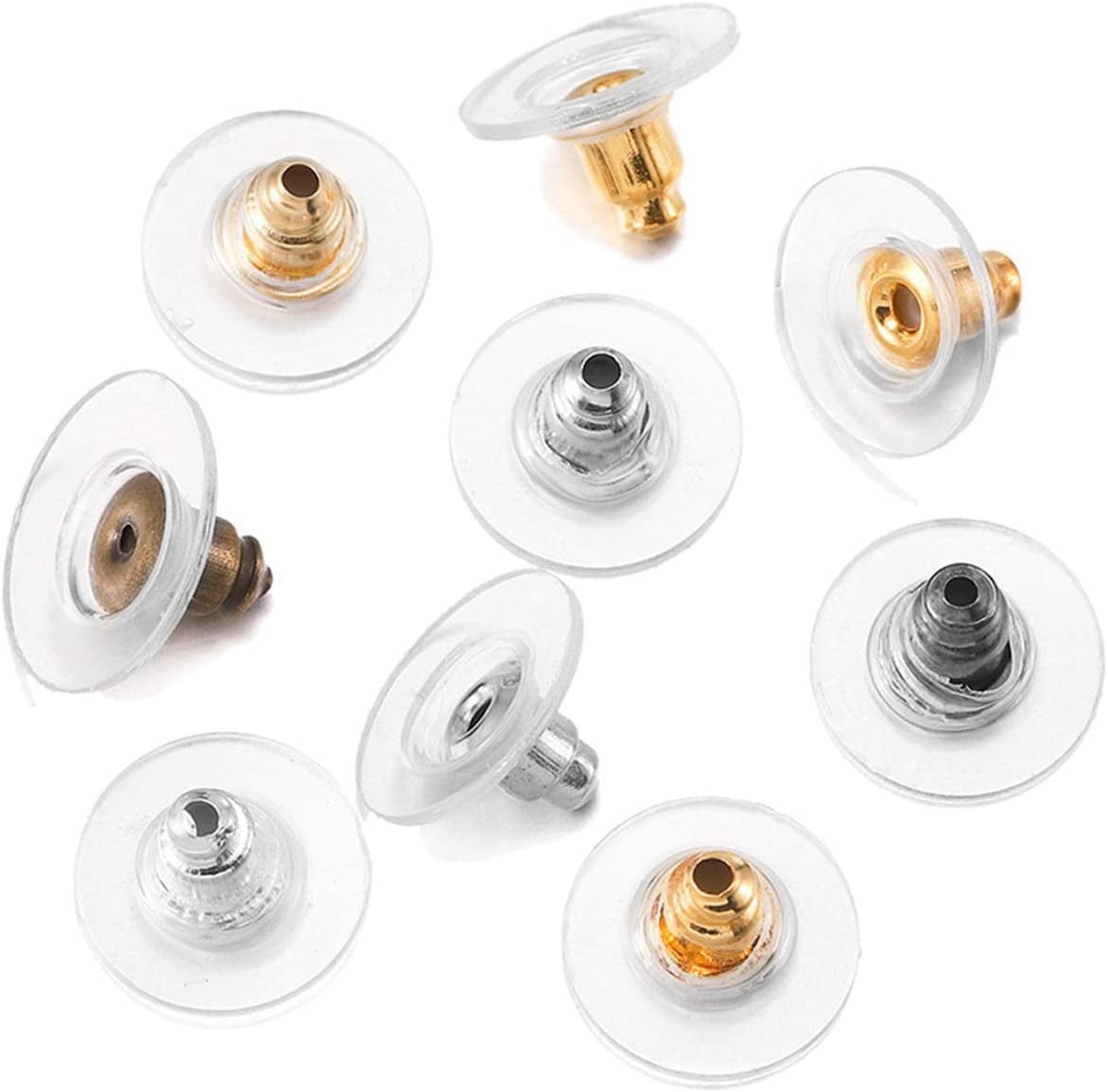 Kinteshun Silicon Rubber Stud Earring Backs,Soft Clear Safety Round Disc  Earnuts Earring Stopper for DIY Jewelry Making Supplies(100pcs）