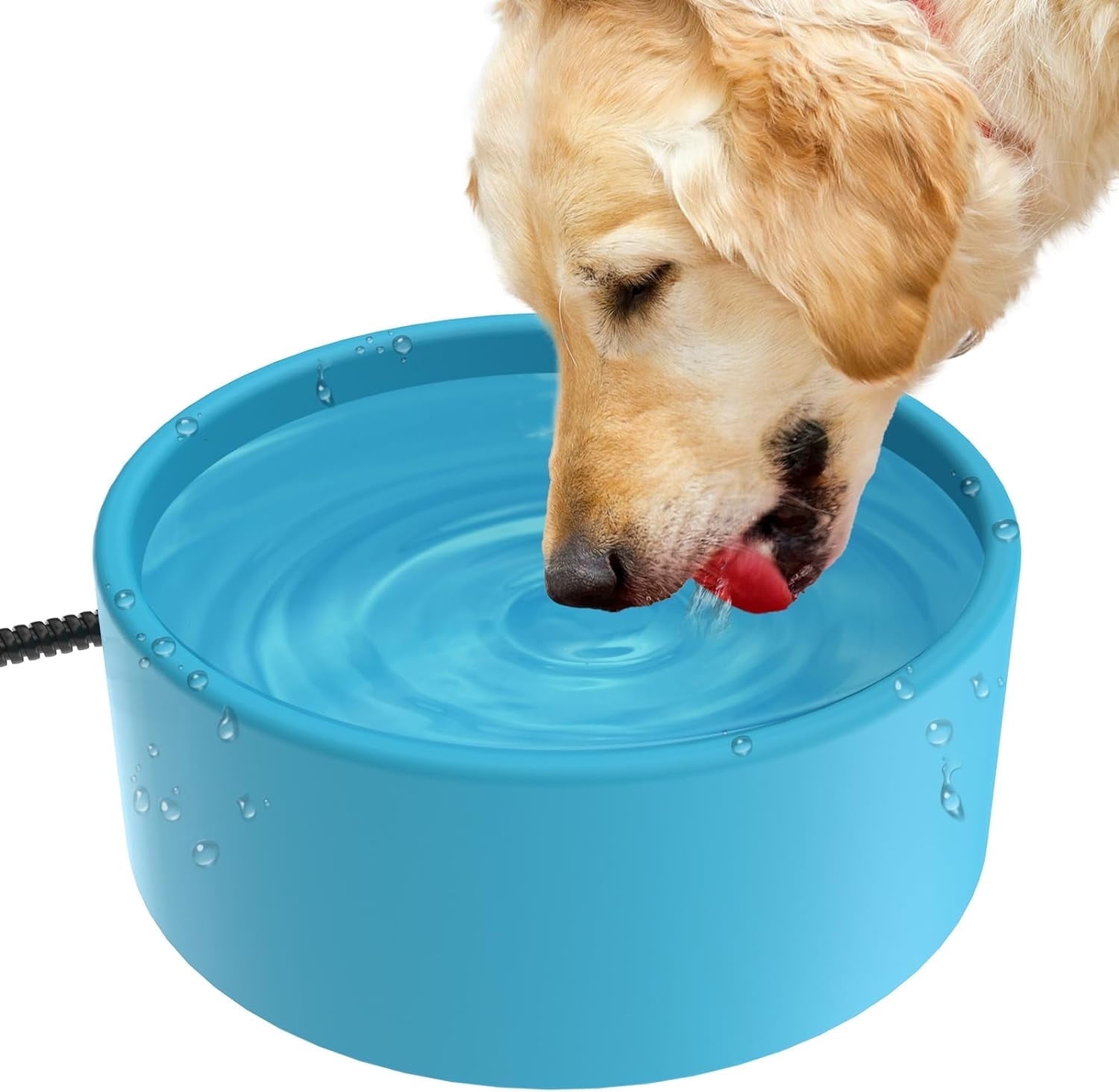 Farm Innovators R-19A Heated Pet Water Bowl – 1.5 Gallon 60 Watt – Blue Plastic – Electronic Temp Control – Keeps Water Ice-Free