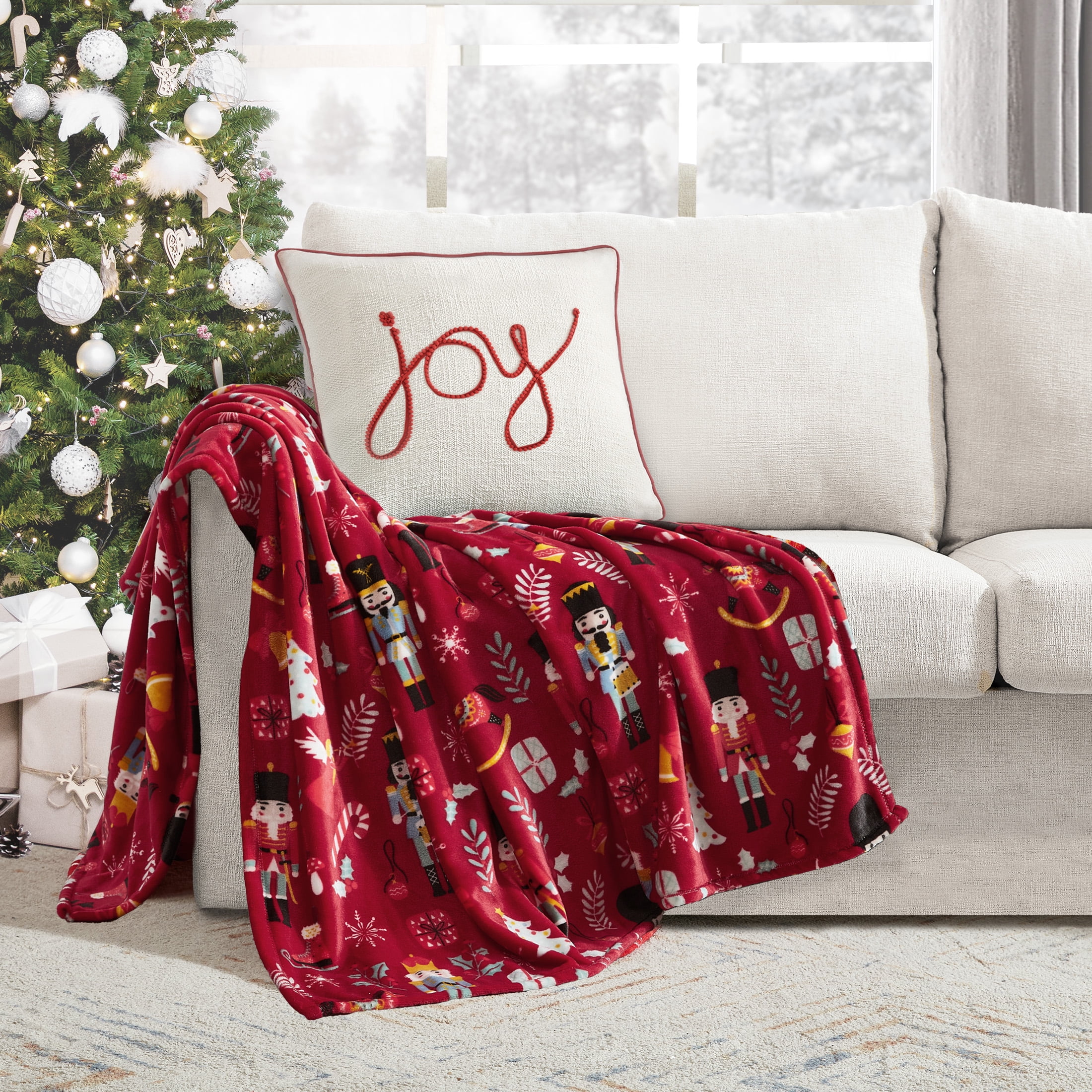 Holiday Time, Nutcracker Holiday Throw Blanket, Red, 50" x 60", 1 Pack