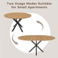 thumbnail image 4 of AENKYO 42"-58" Expandable Round Dining Table, Natural Wood Color Top & Black X-Base Pedestal, Seats 4-6, 4 of 8