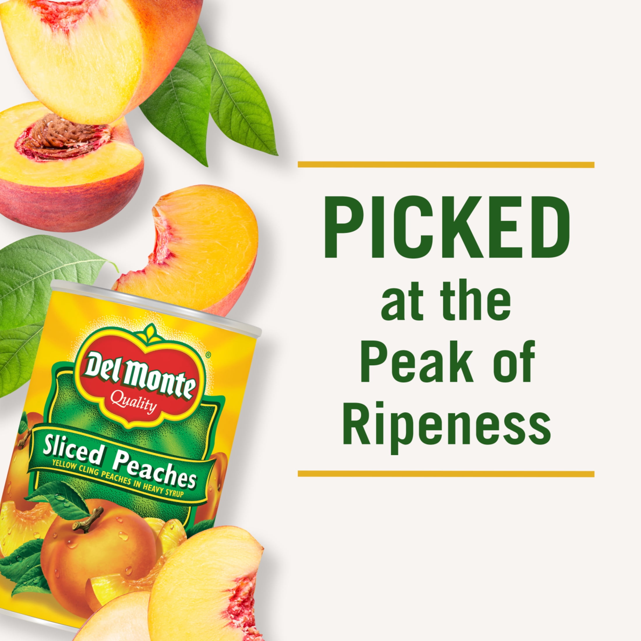 (2 pack) Del Monte Yellow Cling Sliced Peaches, Canned Fruit, 15.25 oz Can