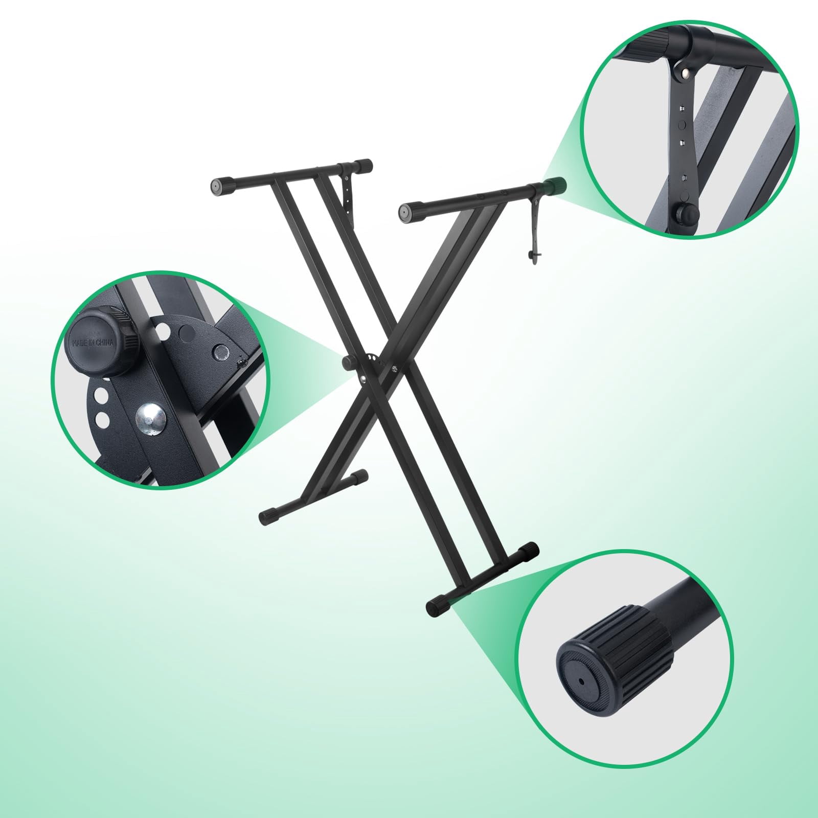 Piano Keyboard Stand Double X Heavy Duty With Locking Straps  7 Adjustable Heights