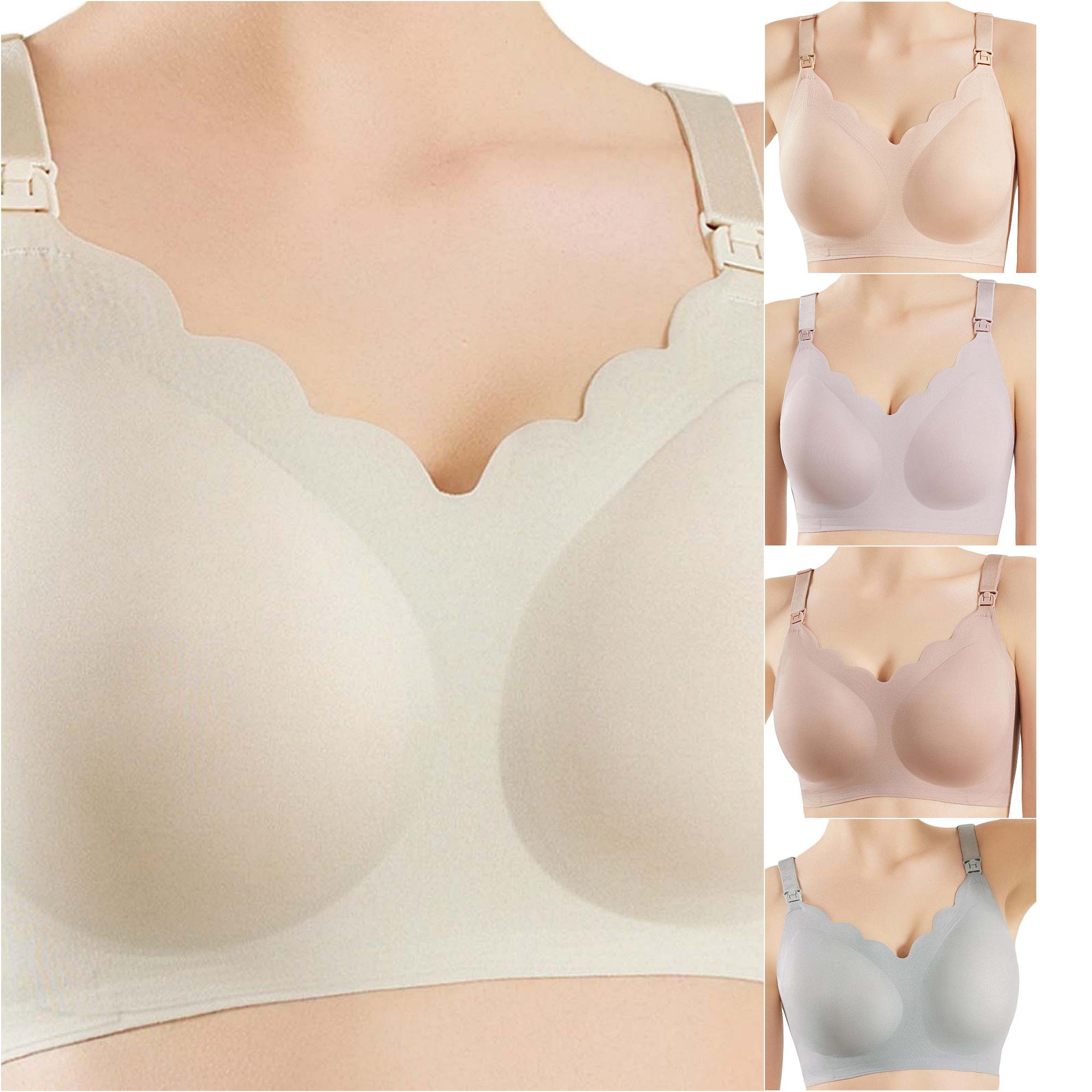 Zylarhe Bras for Women, Nursing Bra Wavy Breastfeeding Bras For Women Seamless Maternity Support Wireless Pregnancy Sleep Bralette Womens Support Bras White XXL