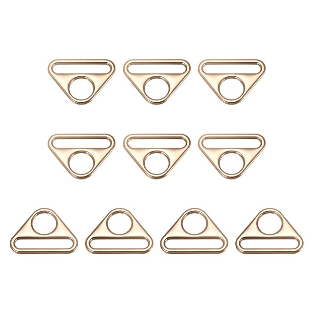 Triángulo Hebilla Ajustador, 10uds 1,26" 32mm Ajustador Triángulo con Barra Giratorio Clip D Anillo Hebilla, Dorado Tono