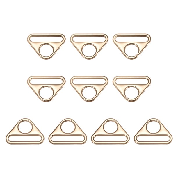 Triángulo Hebilla Ajustador, 10uds 1,26" 32mm Ajustador Triángulo con Barra Giratorio Clip D Anillo Hebilla, Dorado Tono