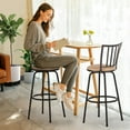 thumbnail image 6 of VECELO Adjustable-Height Bar Stool, Swivel Counter Stools for Kitchen, Living Room, Pub, and Bistro, Brown, Set of 2, 6 of 10