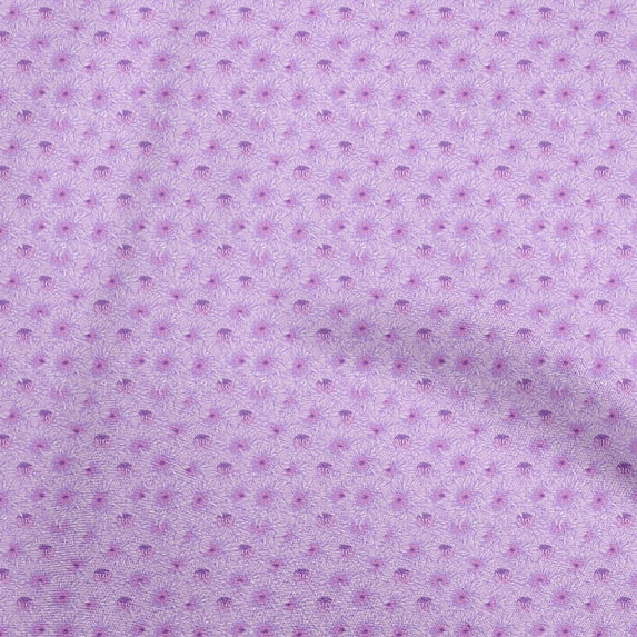oneOone Cotton Poplin Medium Purple Fabric Floral Quilting Supplies Print Sewing Fabric By The Yard 56 Inch Wide