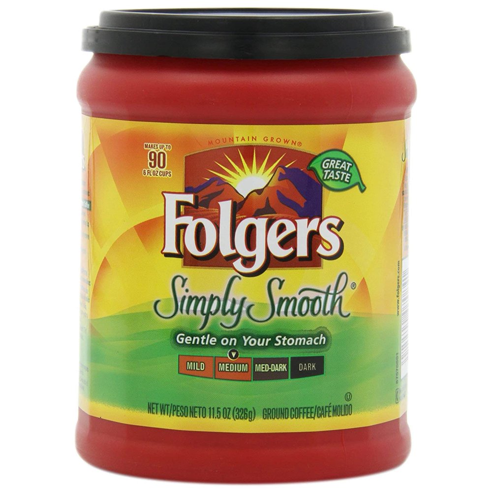 Folgers Simply Smooth Coffee, Medium Roast Ground Coffee, 11.5 Ounces