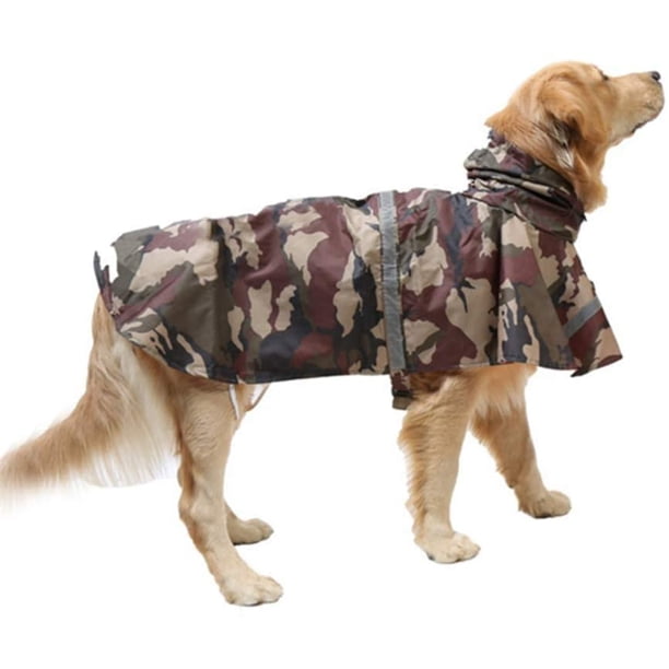 Impermeable reflectante con capucha para perros - Ultraligero y transpirable - Funda para la lluvia para perros medianos y grandes (marrón, M)
