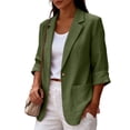 thumbnail image 2 of BODOAO Women's 2026 Trendy Business Casual Blazer Jacket Lightweight 3/4 Sleeve Suit Cardigan Open Front Work Office Lapel Outerwear Classic Plain Coats with Pockets Slim Fit Green S, 2 of 8