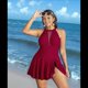thumbnail image 4 of Traje de Baño de Talla Grande con Control de Abdomen, Estilo Vintage, Clásico, Transpirable, para Mujer. Vino Tinto XXXL, 4 of 7