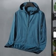 thumbnail image 3 of Mdesiwst Men Spring Summer Sunscreen Clothing Solid Color Sun Protection Hooded Jacket Zipper Placket Pockets Outwear, 3 of 7