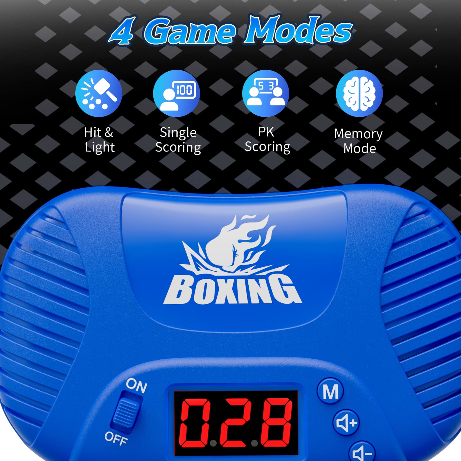 Carsky Kids Punching Bag with Light & Sound, Blue Inflatable Boxing Toy with Gloves, Scoring System, 4 Play Modes, Indoor Outdoor Fitness Toy Gift for Boys and Girls Ages 4-12