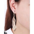 thumbnail image 2 of Finos Aretes Largos Hojas Filigrana Swarovski Oro 14k Lam dorado Unitalla, 2 of 3