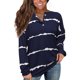 thumbnail image 2 of Blusa suelta con cuello en V y manga larga con botones estampados a rayas informales para mujer Fridja  FKASFK4309, 2 of 6