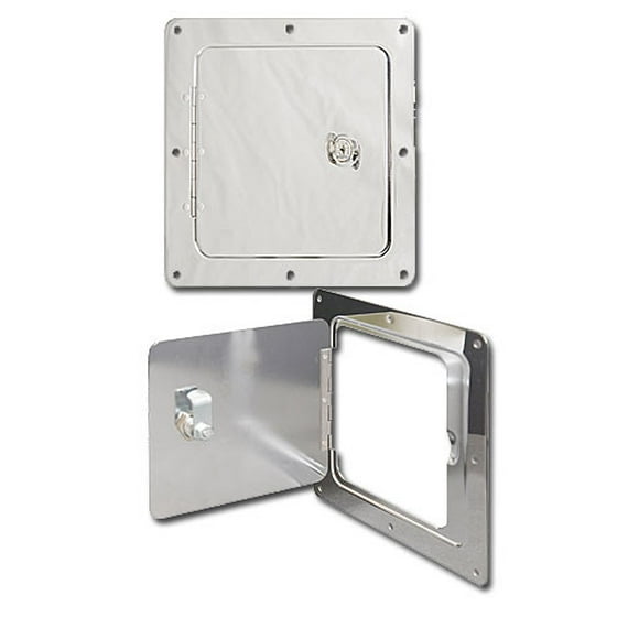 Ultra-Fab Porte d'Accès 48-979010 5 Pouces Longueur x 5 Pouces Largeur Porte; Cadre 8 Pouces Longueur x 7 Pouces Largeur; Acier Inoxydable; Verrouillable; Chrome; avec Cadre/porte/serrure Loquet de Porte/matériel de Montage