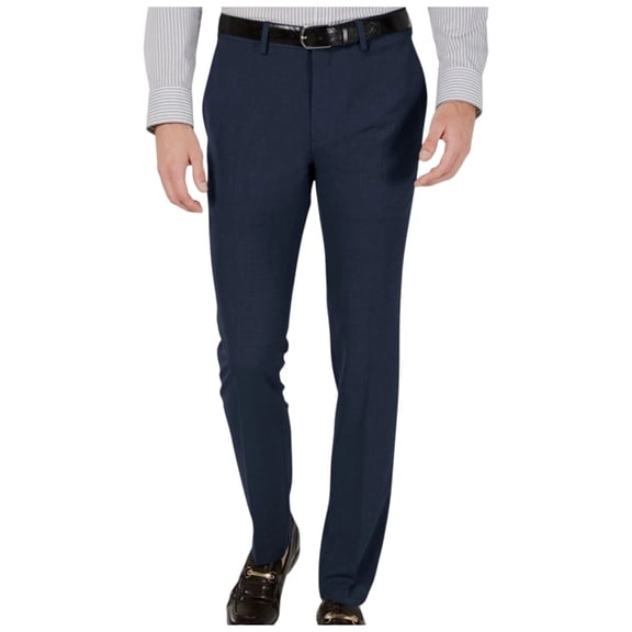 Kenneth Cole Mens Skinny fit Dress Pants 38 / 32 Navy Blue Solid Stretch