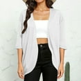 thumbnail image 1 of Sevevn Cardigans pour Femmes Cardigan Décontracté Uni Manches 3/4 Tops Amples Économies du Nouvel An Blanc TTG, 1 of 8