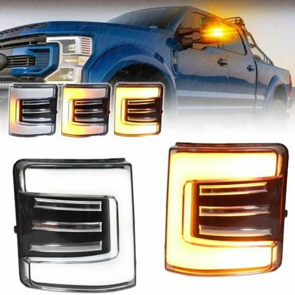 Sequential Switchback LED Side Mirror Turn Signal Lights for 2008-2016 Fo-rd F250 F350 F450 F550 Super Duty, Smoked Lens Side Marker Blinker Mirror Lights, Amber Dynamic Side Mirror Lamp