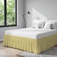 thumbnail image 6 of Sunny Yellow Solid Bed Skirt King Size 16 Inch Drop, Minimalist Cloth Soft Yellow Linen Texture Adjustable Elastic Dust Ruffles Bedskirt for King Bed Wrap Around Pleated Mattress Frame Cover, 6 of 9