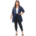 thumbnail image 3 of DARING DIVA Women's Plus Cardigan Open Front  Sheer Lace Crochet Cover Up 2X Navy Blue, 3 of 6