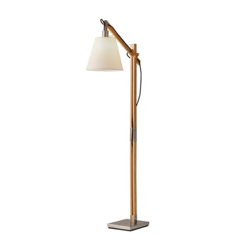 8" X 24-30" X 53"-61" Natural Wood Floor Lamp