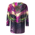 thumbnail image 5 of Penkiiy Blouse de Carnaval pour Femmes Mardi Gras Mode Imprimé Décontracté Col Rond Manches 3/4 T-shirt Blouse TG Multicolore, 5 of 5