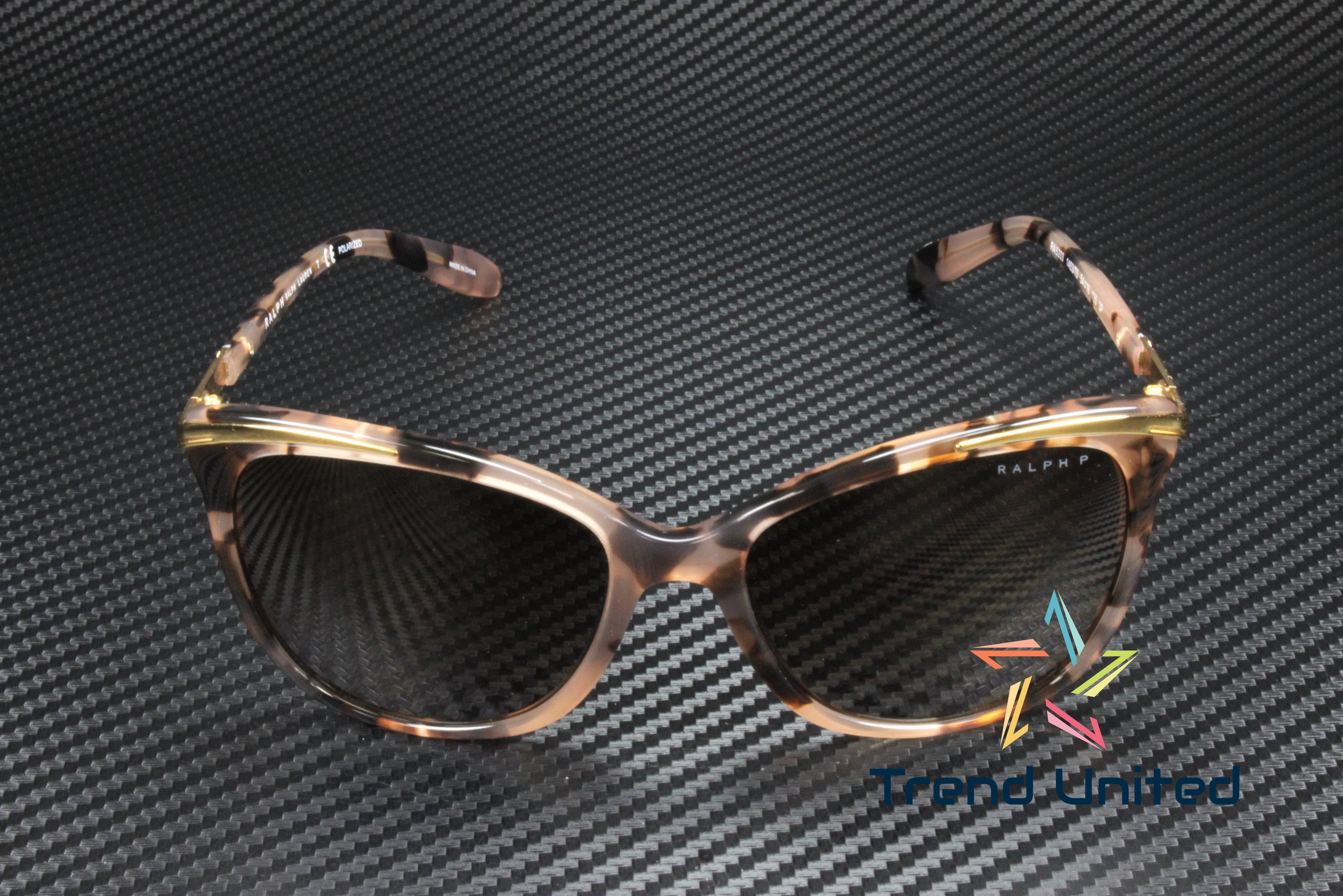 Ralph by Ralph Lauren RA 5203 Plastic Womens Cat-Eye Polarized Sunglasses Shiny Pink Tort & Gold 54mm Adult