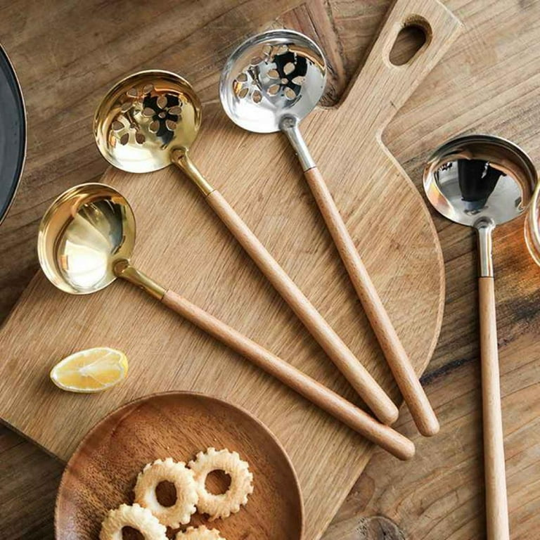 Stainless Steel Soup Ladle Spatula Fried Shovel Strainer Spoon Kitchen  Utensils Cooking Trowel Set, Kitchen Tool Set, Gold