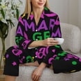 thumbnail image 6 of Yiaed Mardi Gras with Flamingo Print Pajamas Women's Long Sleeve Sleepwear Soft Button Down Loungewear Pjs Lounge Set Nightwear Womens Pajama Pants-Small, 6 of 7