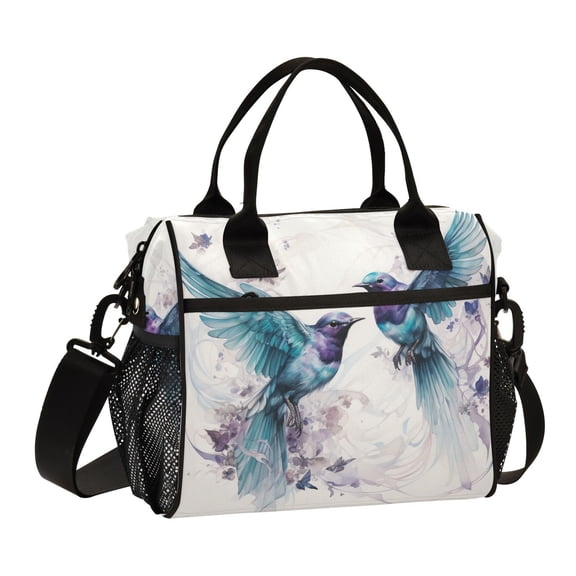 Birds Butterflies Green Cooler Bag Lunch Bag Soft Cooler Cooling Tote Insulated Lunch Box for Adult Men Women