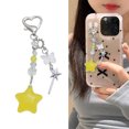 thumbnail image 2 of Colorful Pentagrams Pendant Keychain Trendy Five Pointed Star Beaded Phone Strap Fashionable Bag Charm for Women, 2 of 9