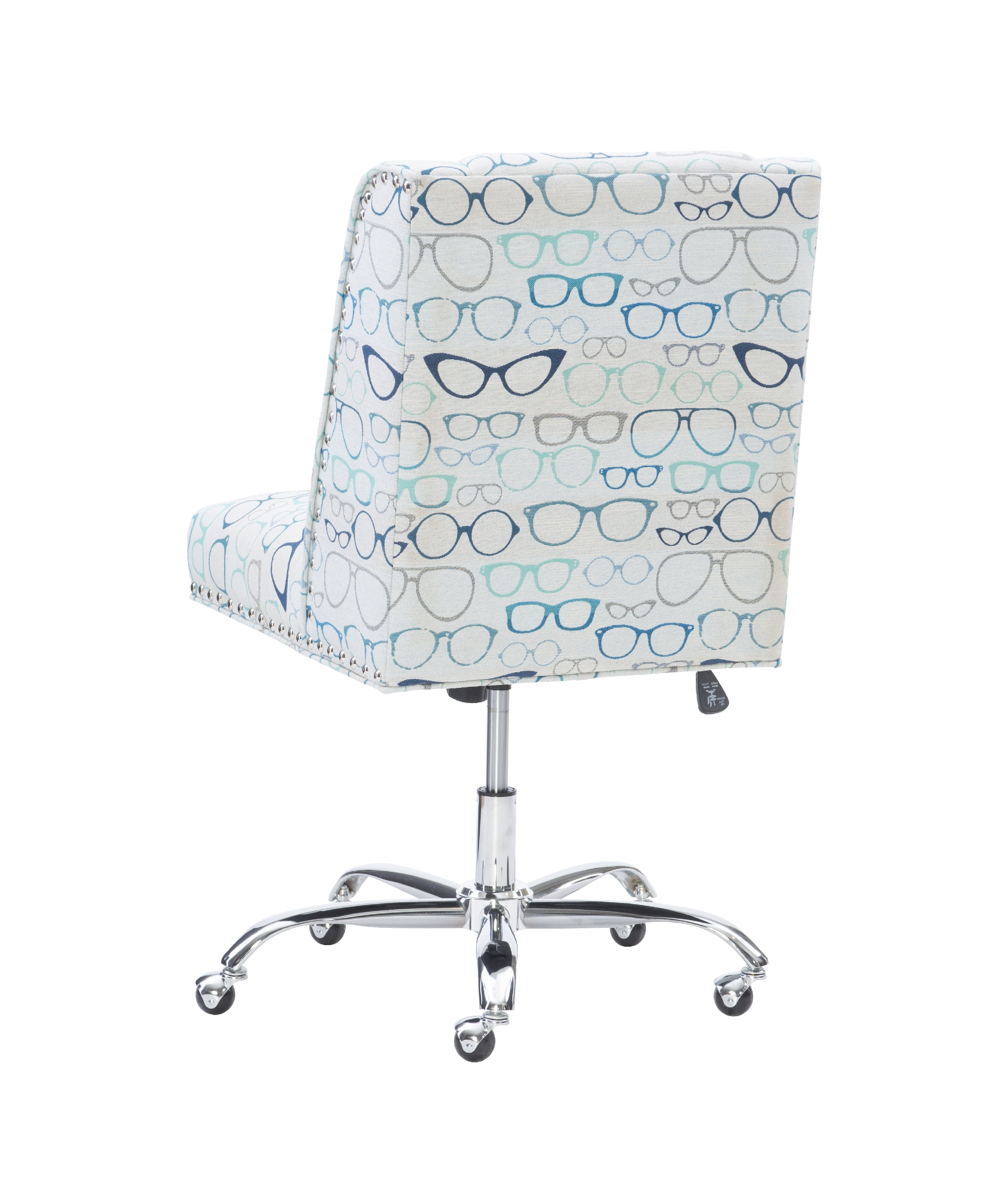 Linon Draper Wood Upholstered Glasses Office Chair in Blue